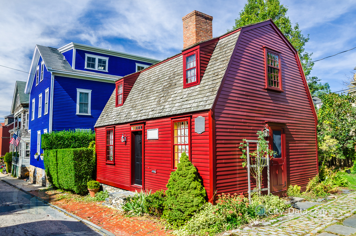 Historic colourful wooden house in newport