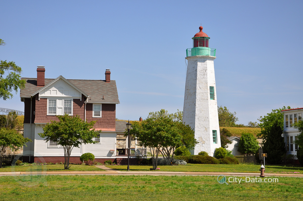 Old point comfort lighthouse in chesapeake bay