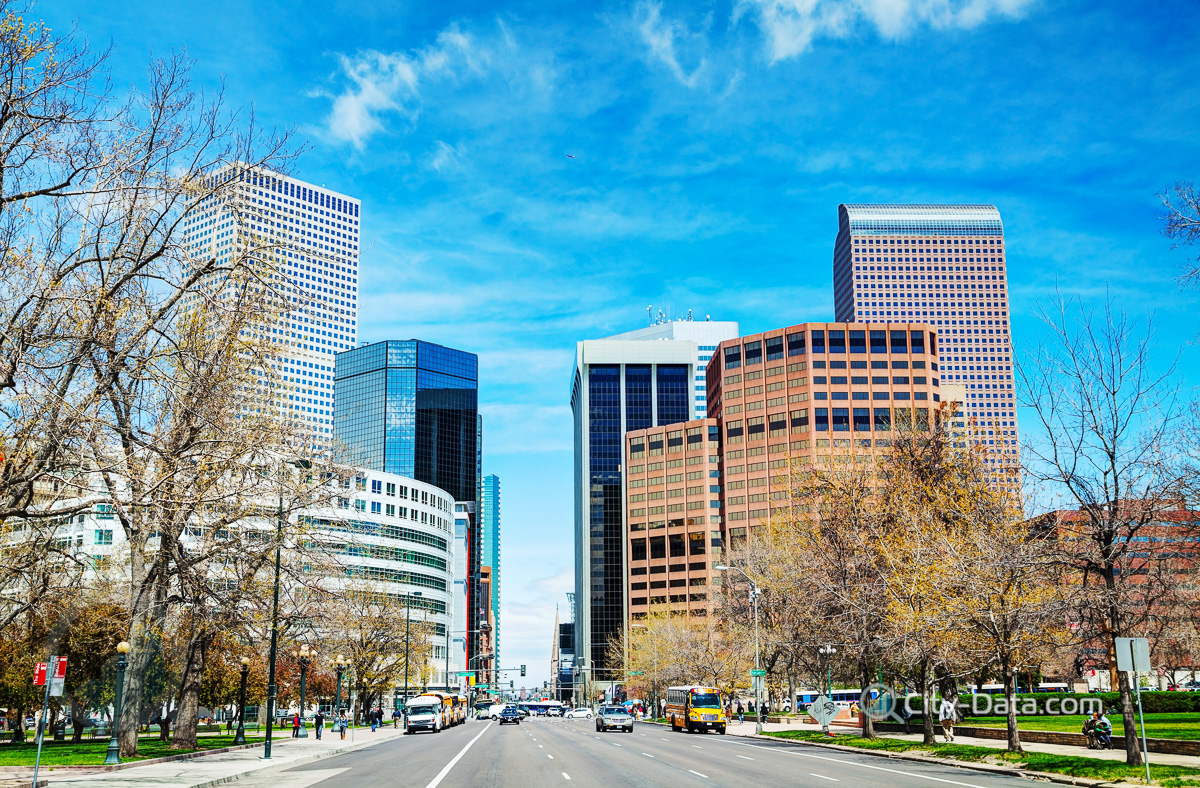 Denver cityscape on a sunny day