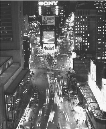 Times Square, called The Great White Way, is known for its neon, movie houses, theaters, stores, and crowds.